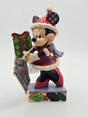 Jim Shore Minnie Mouse Holiday Figurine - Red & Green